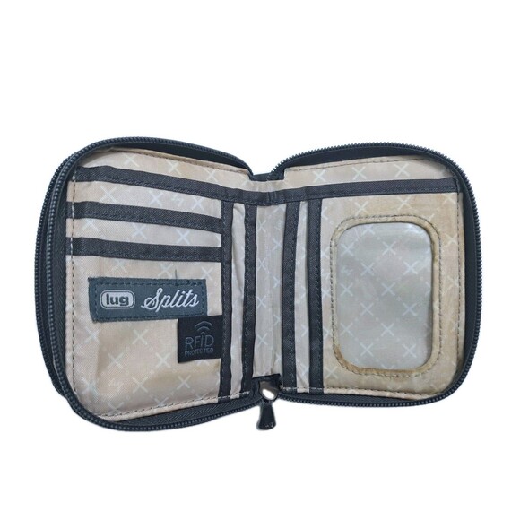 LUG Splits Wallet Double Zipper Gray Quilted RFID Credit Card Coin - Picture 5 of 7